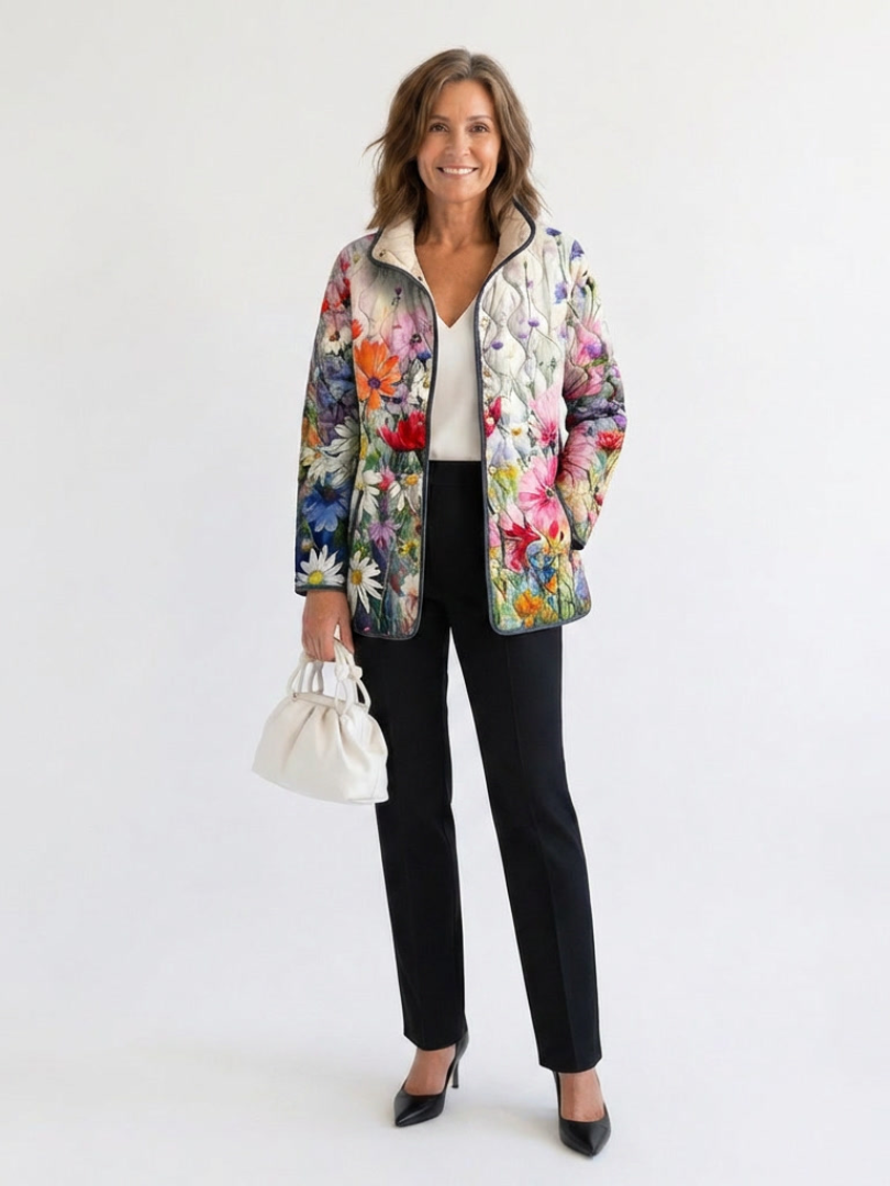 Kaia | Charming Vintage Floral Print Quilted Jacket