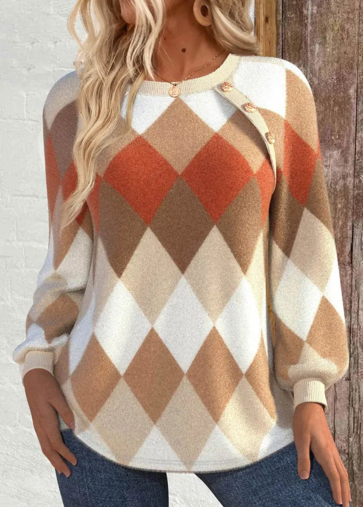 Sign | Checkered Knit with Button Detail