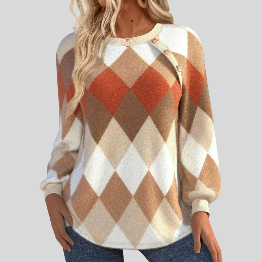 Sign | Checkered Knit with Button Detail