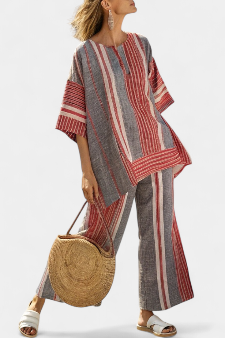 Celestina - elegant grey and wide-leg trousers
