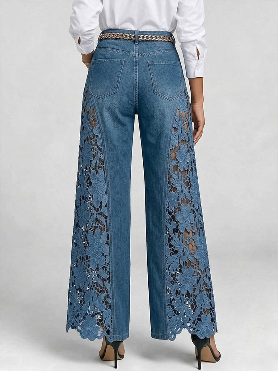 Michaela - Embroidered Wide-Leg Jeans