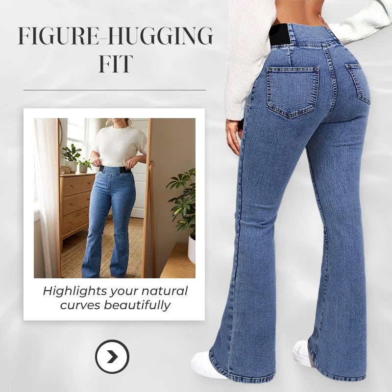 Alexandra - High Waisted Flare Stretch Denim Pants