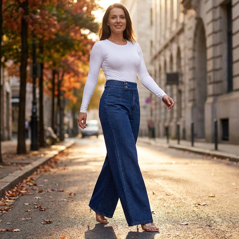 Aria - High-Waist Wide Leg Jeans