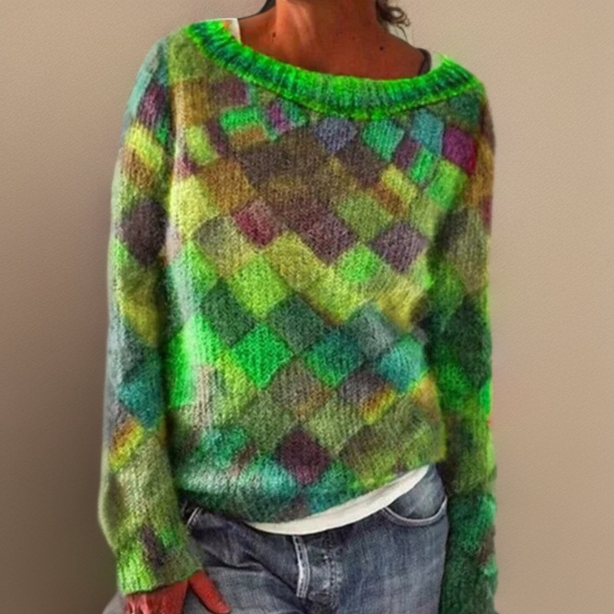 Marielle | Women's Argyle Knit Relaxed-Fit Pullover