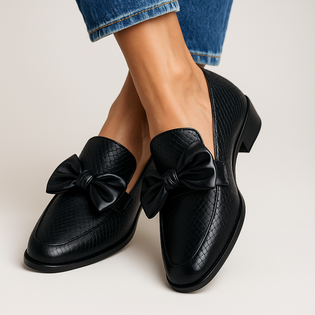 Odette | Women's Bow-Accent Textured Round-Toe Slip-On Loafers