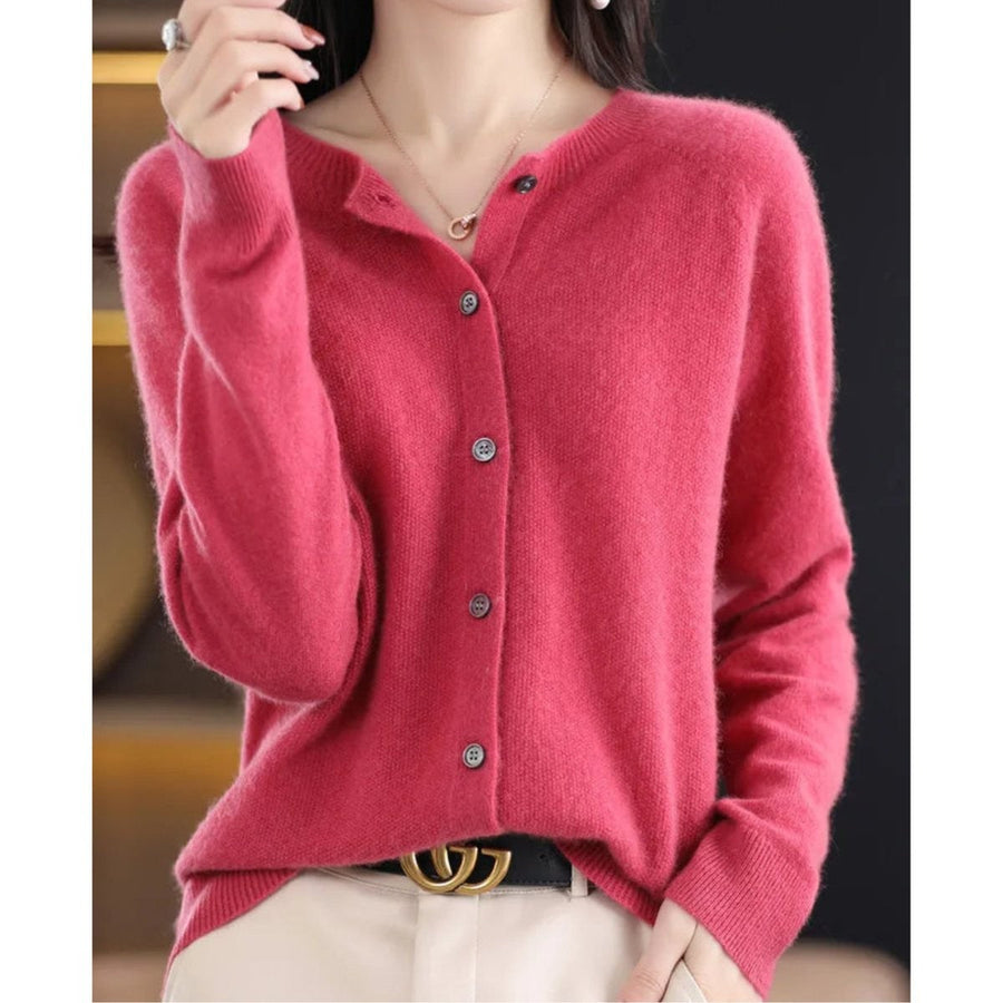Rosalind | Women's Button-Front V-Neck Relaxed-Fit Ribbed-Trim Knit Cardigan