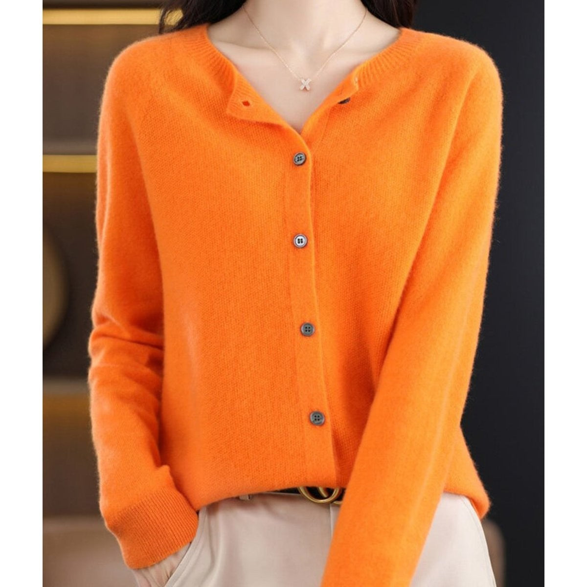 Rosalind | Women's Button-Front V-Neck Relaxed-Fit Ribbed-Trim Knit Cardigan