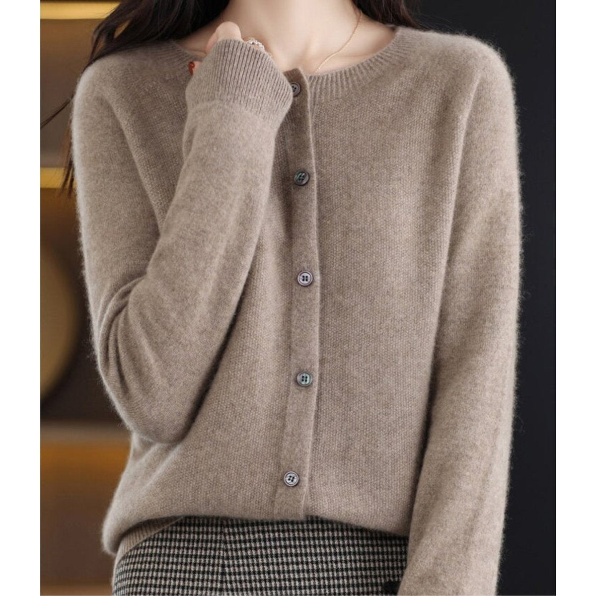 Rosalind | Women's Button-Front V-Neck Relaxed-Fit Ribbed-Trim Knit Cardigan