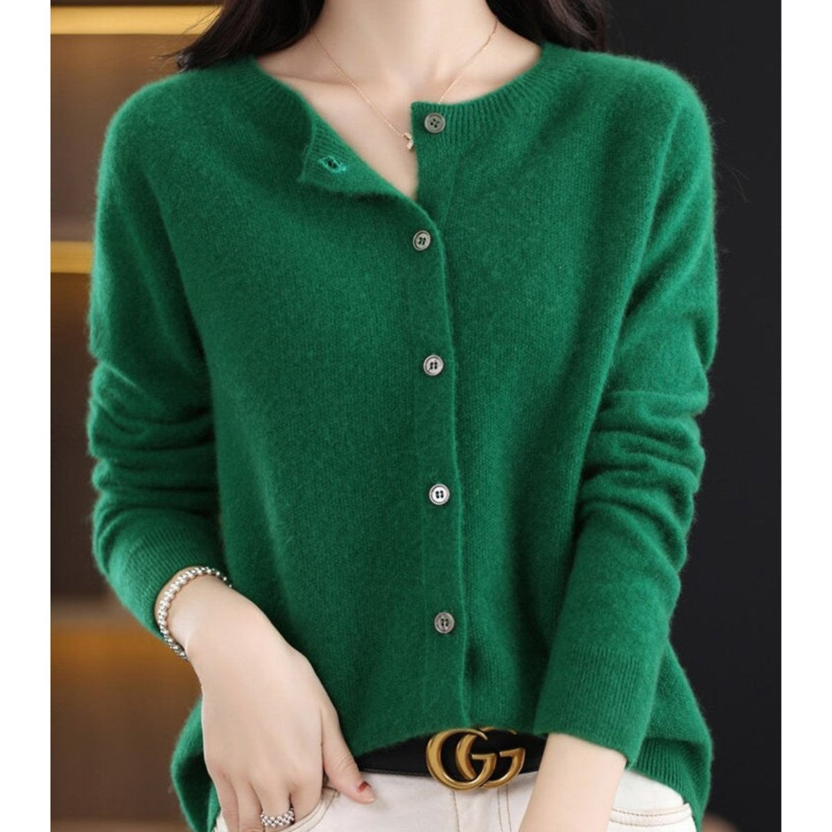 Rosalind | Women's Button-Front V-Neck Relaxed-Fit Ribbed-Trim Knit Cardigan