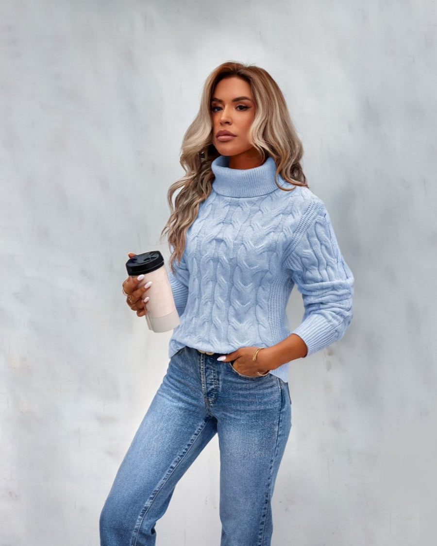Phoebe | Women's Cable-Knit Relaxed-Fit Turtleneck Sweater
