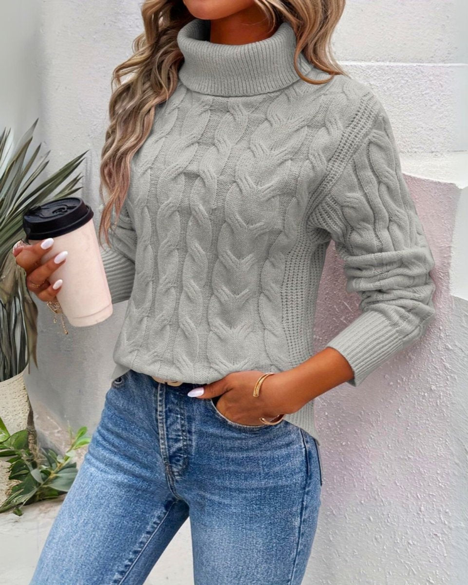 Phoebe | Women's Cable-Knit Relaxed-Fit Turtleneck Sweater