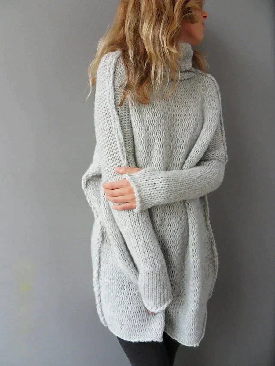 Ava | Women's Chunky Knit Longline Turtleneck Sweater