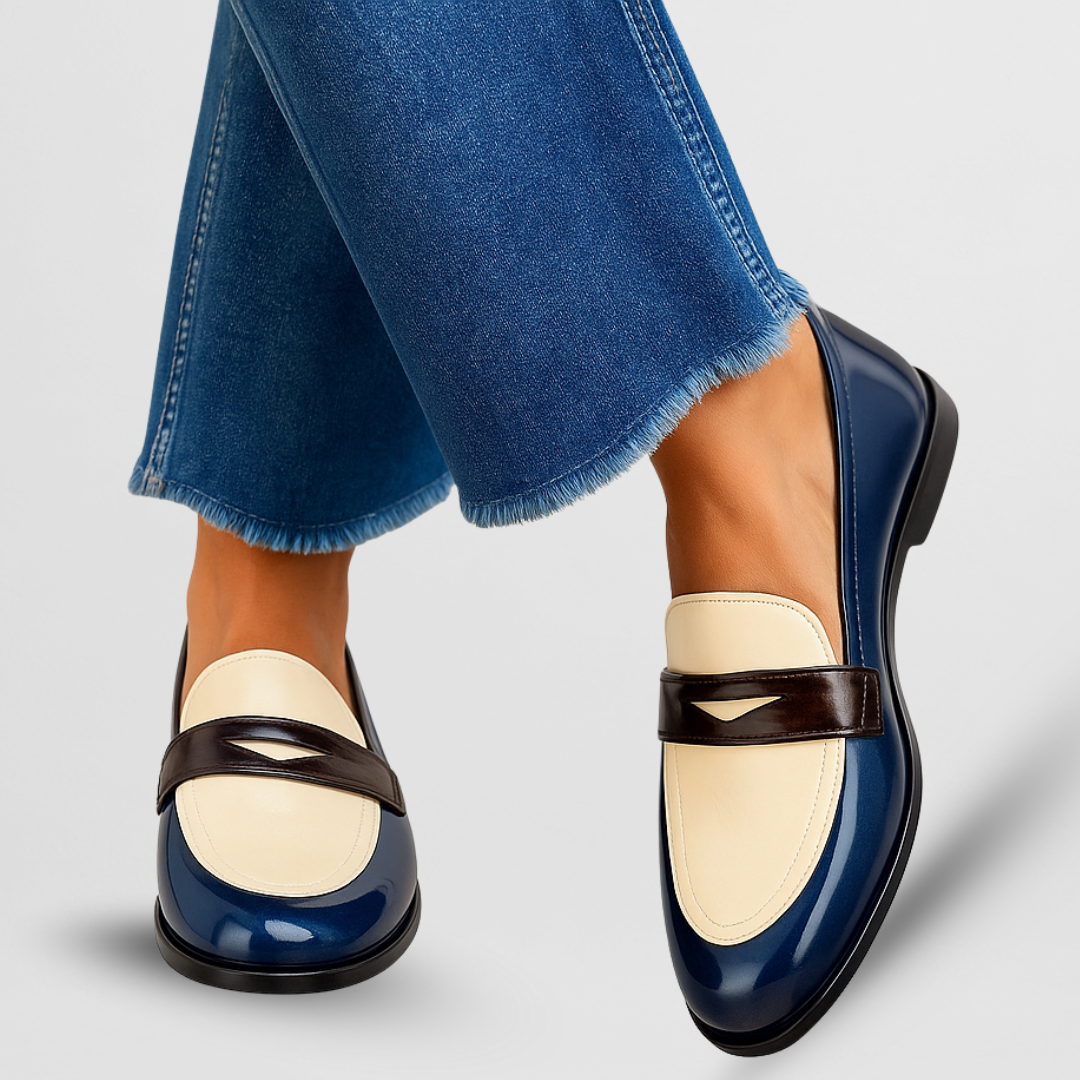 Beatrix | Women's Color-Block Round-Toe Penny Loafers