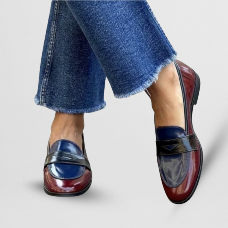 Beatrix | Women's Color-Block Round-Toe Penny Loafers