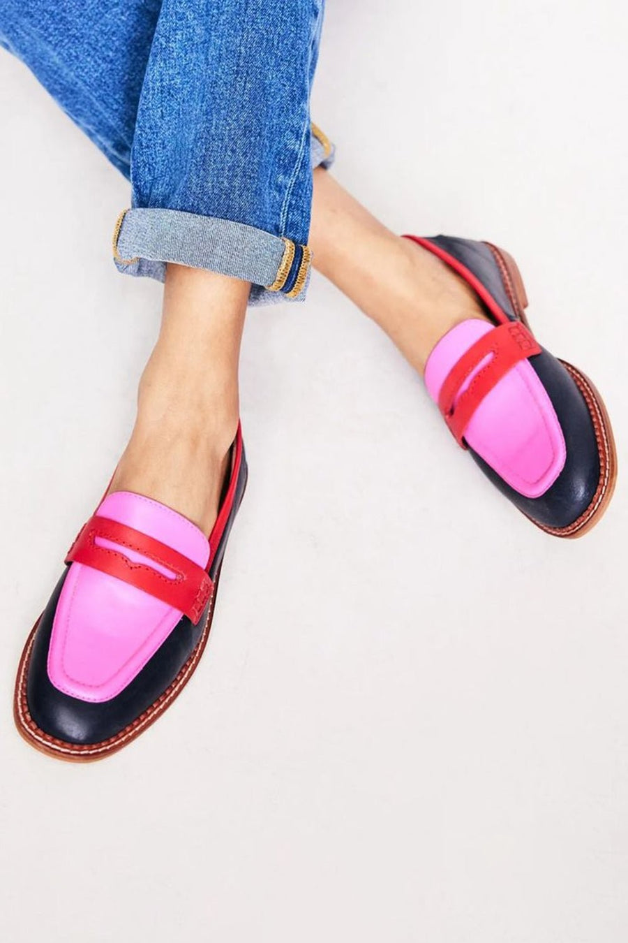 Sienna | Women's Color-Block Round-Toe Slip-On Penny Loafers
