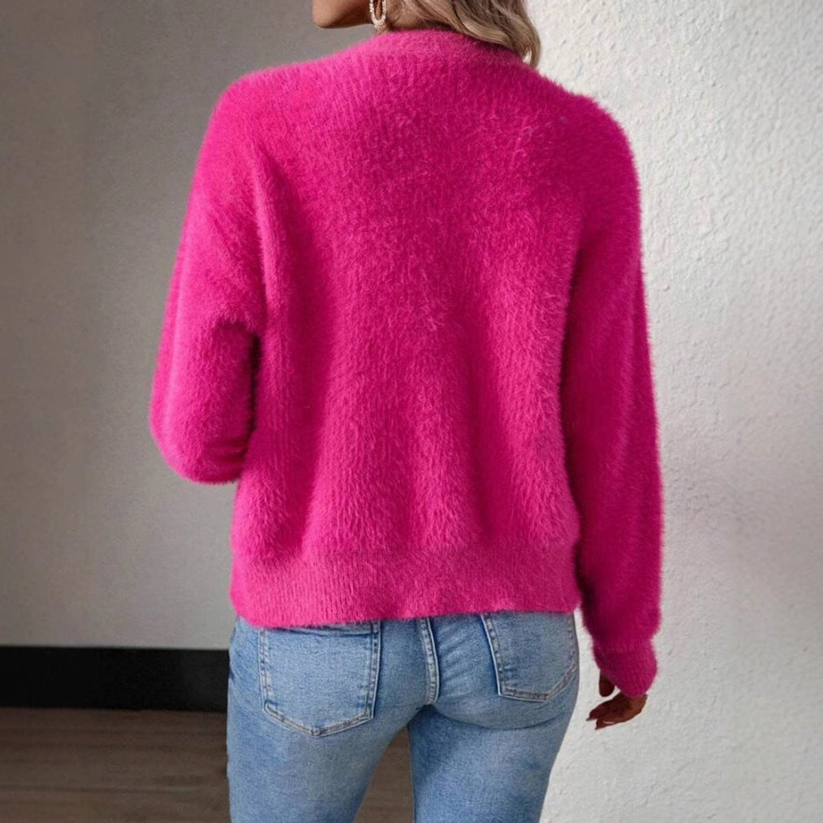 Sienna | Women's Fluffy V-Neck Button-Front Cardigan Sweater