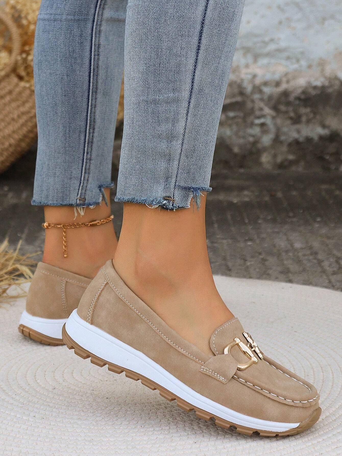 Sienna | Women's Gold Horsebit Slip-On Moc-Toe Platform Loafers