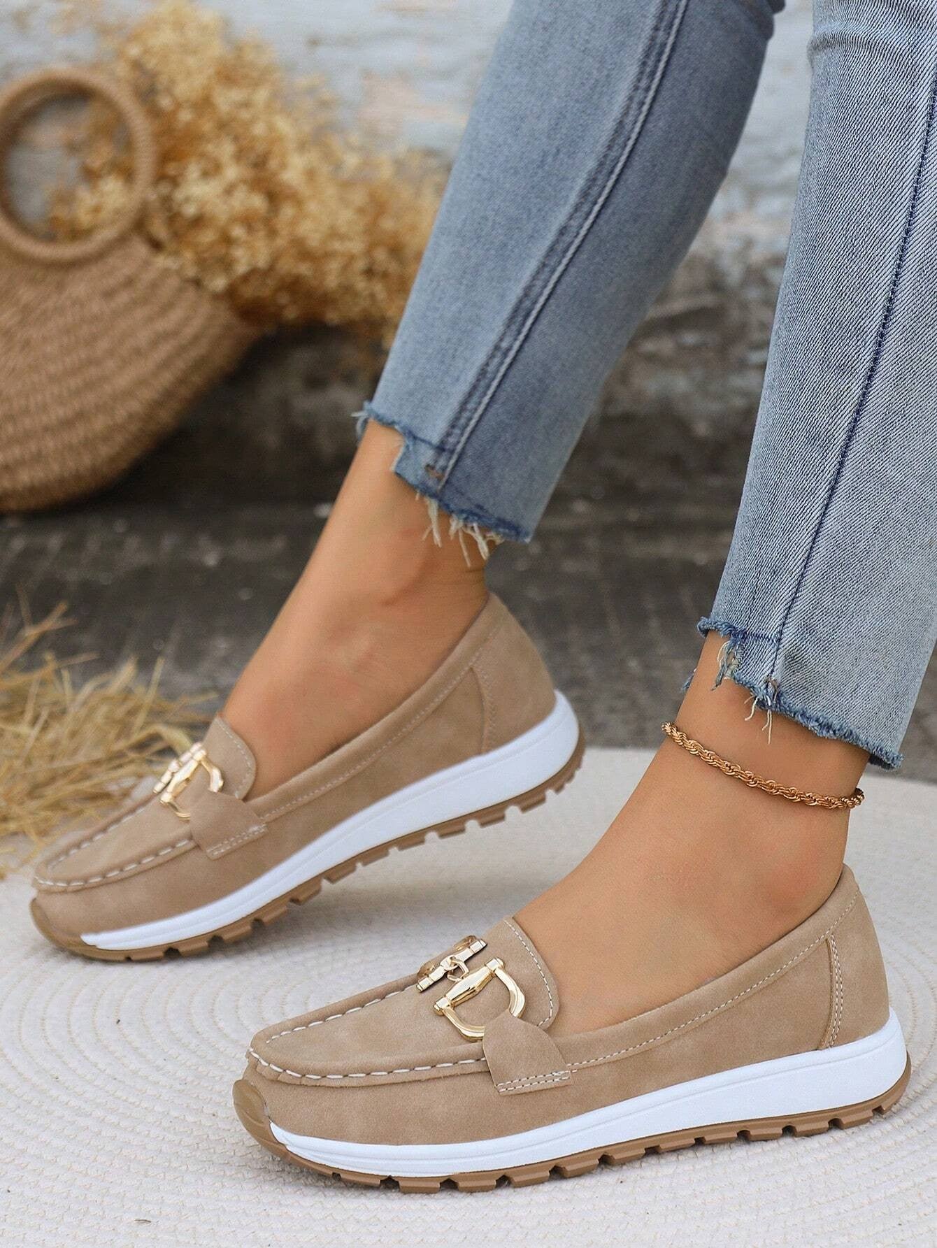 Sienna | Women's Gold Horsebit Slip-On Moc-Toe Platform Loafers