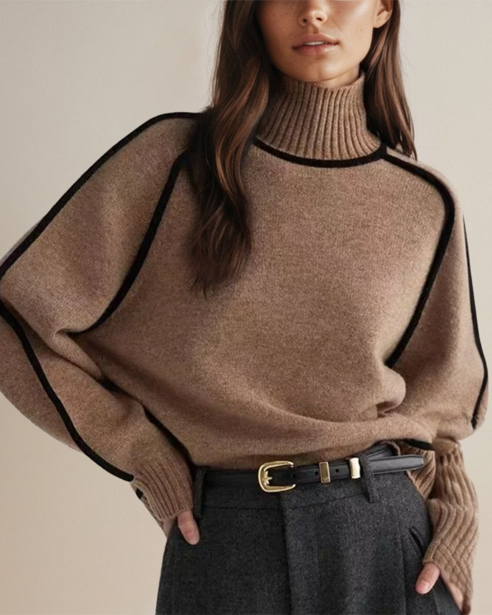 Sophie | Women's Lantern-Sleeve Relaxed-Fit Turtleneck Knit Sweater