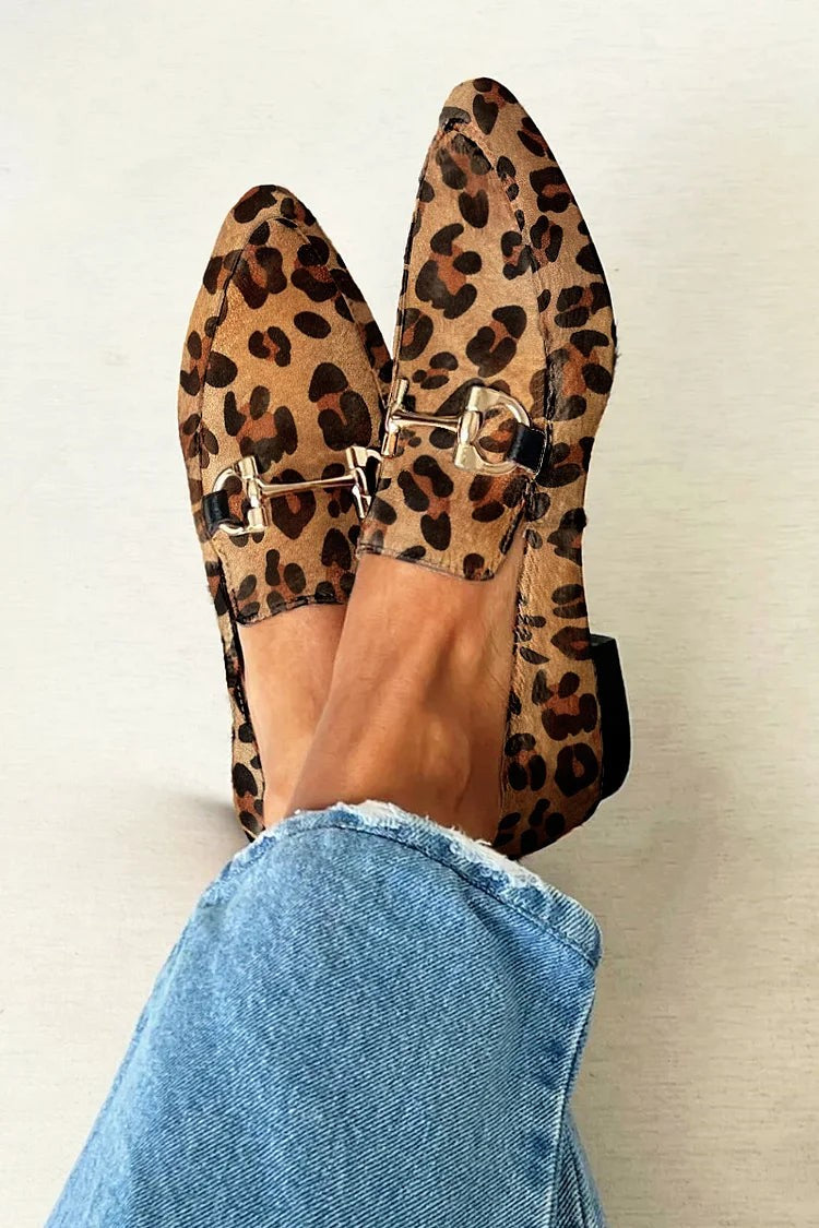 Sienna | Women's Leopard Print Pointed-Toe Bit Loafers