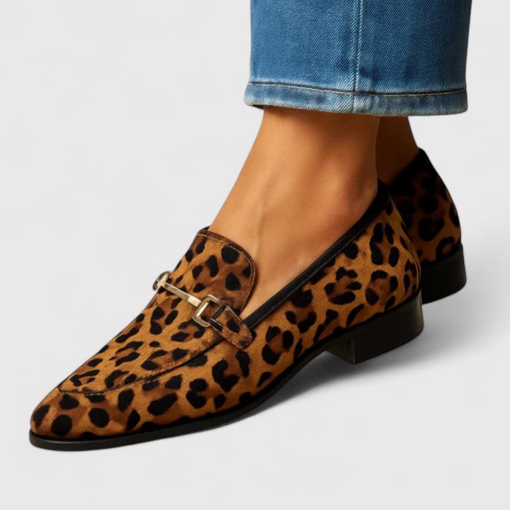 Sienna | Women's Leopard-Print Pointed-Toe Horsebit-Buckle Loafers