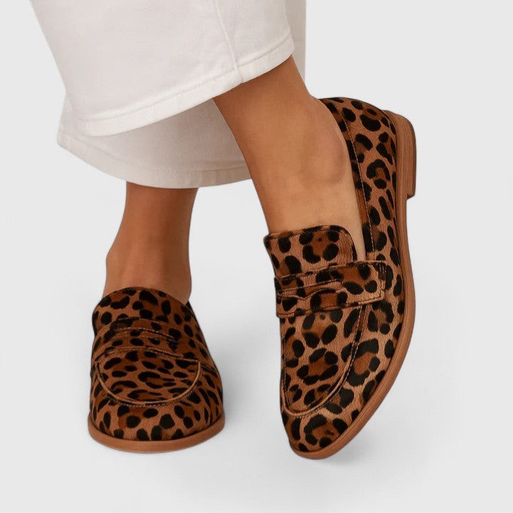 Sienna | Women's Leopard-Print Round-Toe Slip-On Penny Loafers