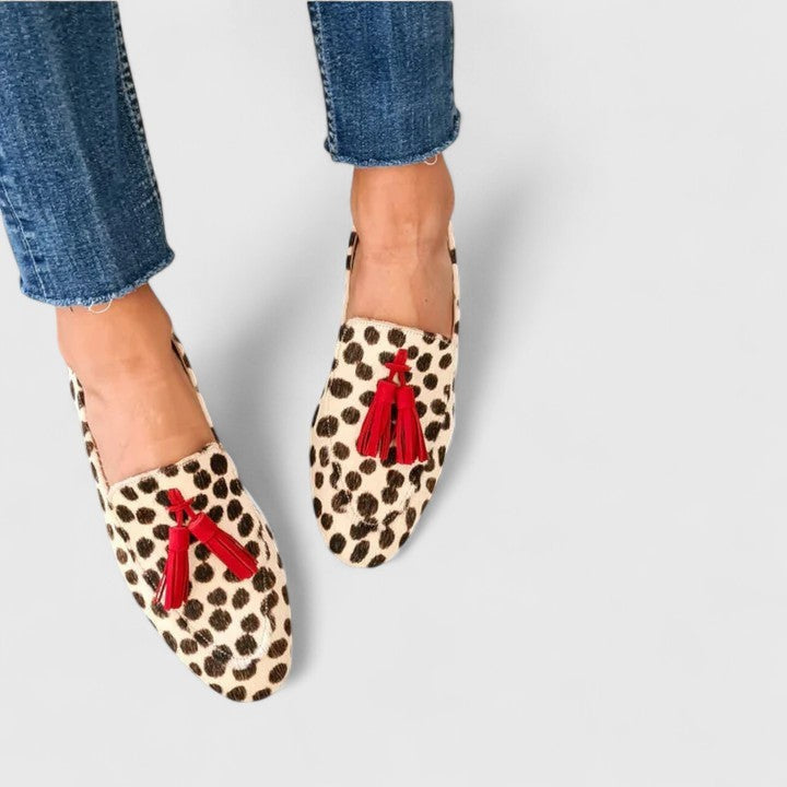 Leona | Women's Leopard-Print Tasseled Round-Toe Loafer Mules