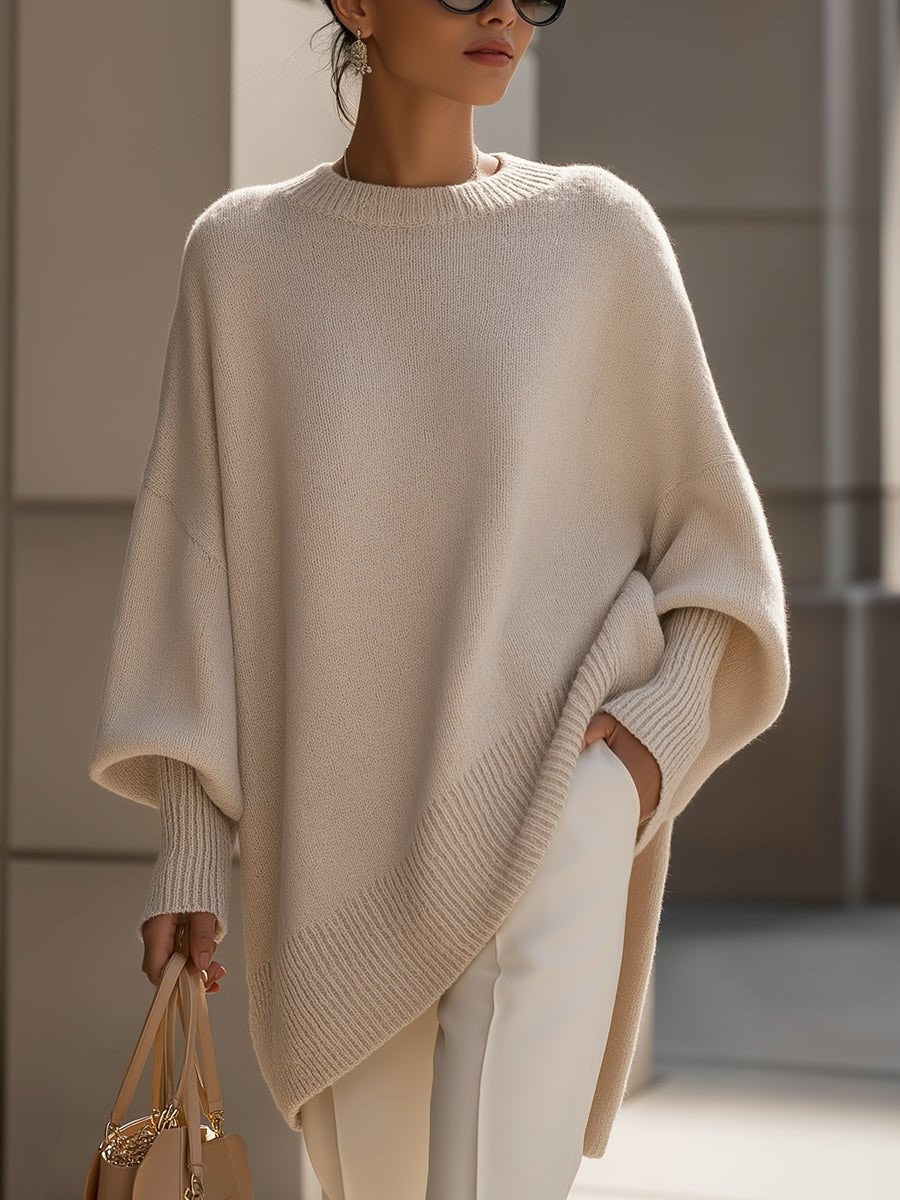 Marielle | Women's Longline Batwing Oversized Knit Pullover Sweater