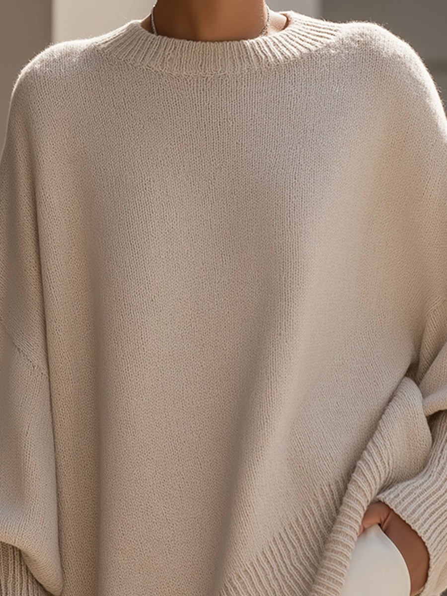 Marielle | Women's Longline Batwing Oversized Knit Pullover Sweater