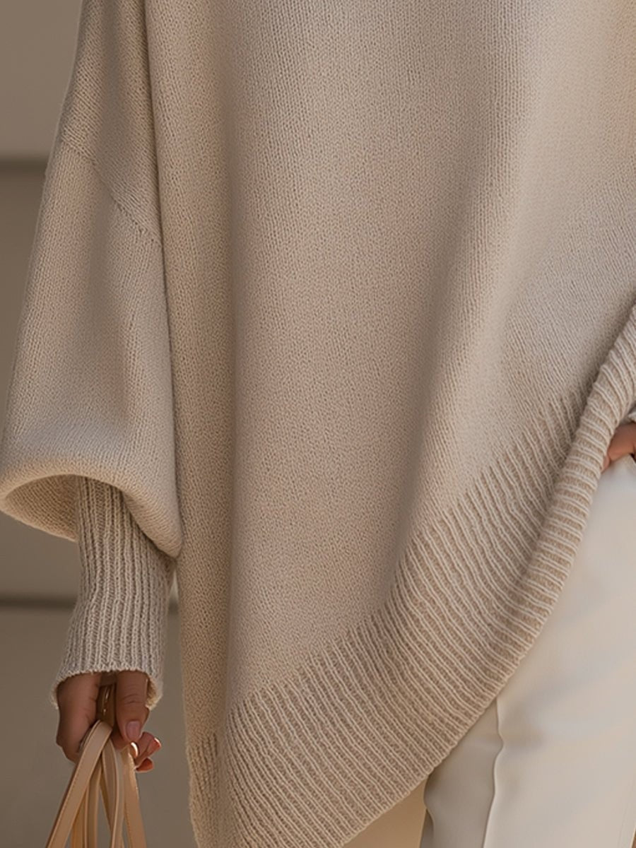 Marielle | Women's Longline Batwing Oversized Knit Pullover Sweater