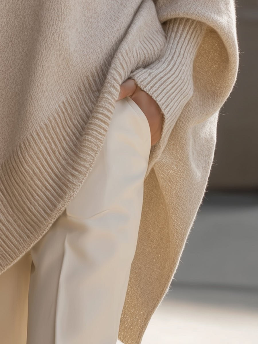 Marielle | Women's Longline Batwing Oversized Knit Pullover Sweater