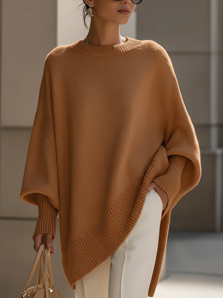 Marielle | Women's Longline Batwing Oversized Knit Pullover Sweater