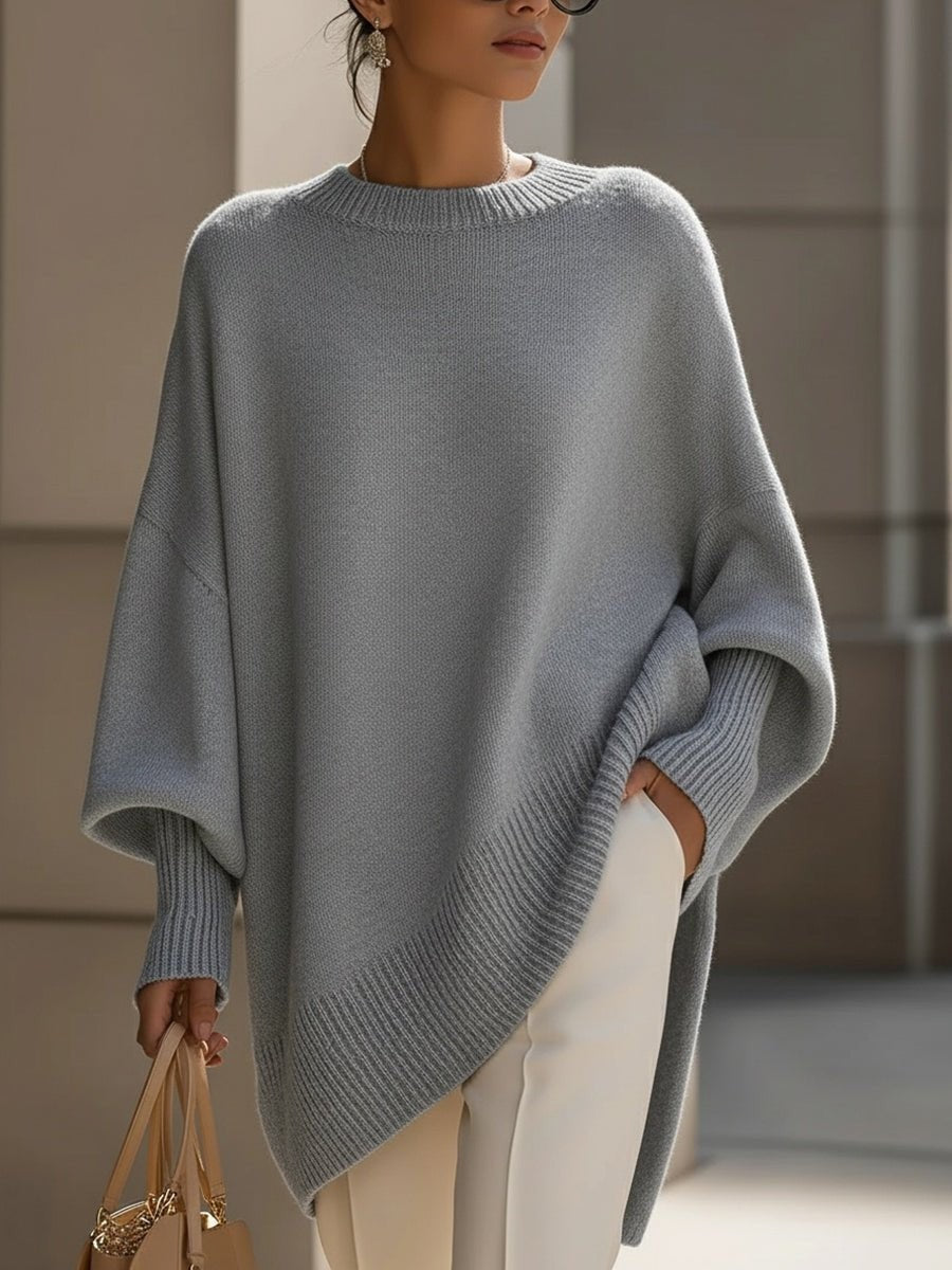 Marielle | Women's Longline Batwing Oversized Knit Pullover Sweater