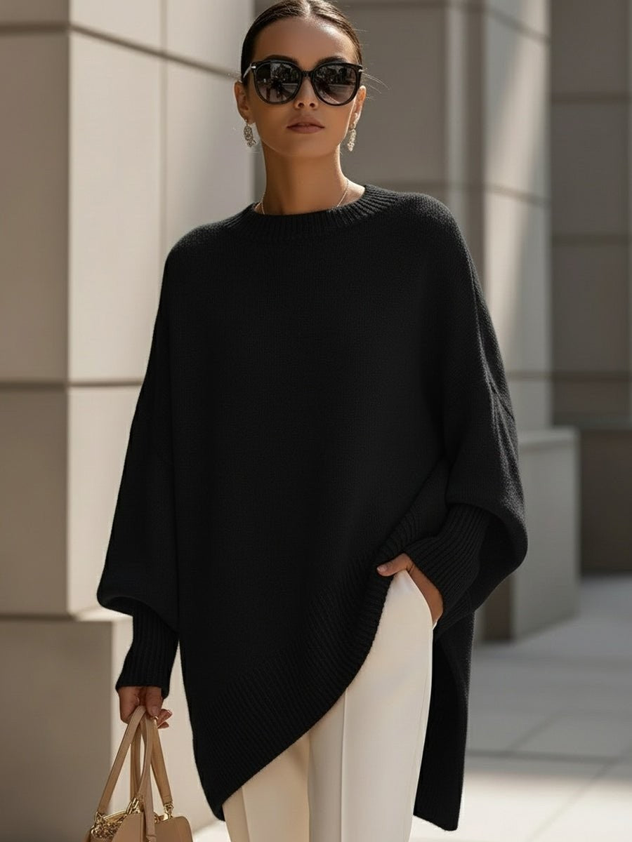Marielle | Women's Longline Batwing Oversized Knit Pullover Sweater