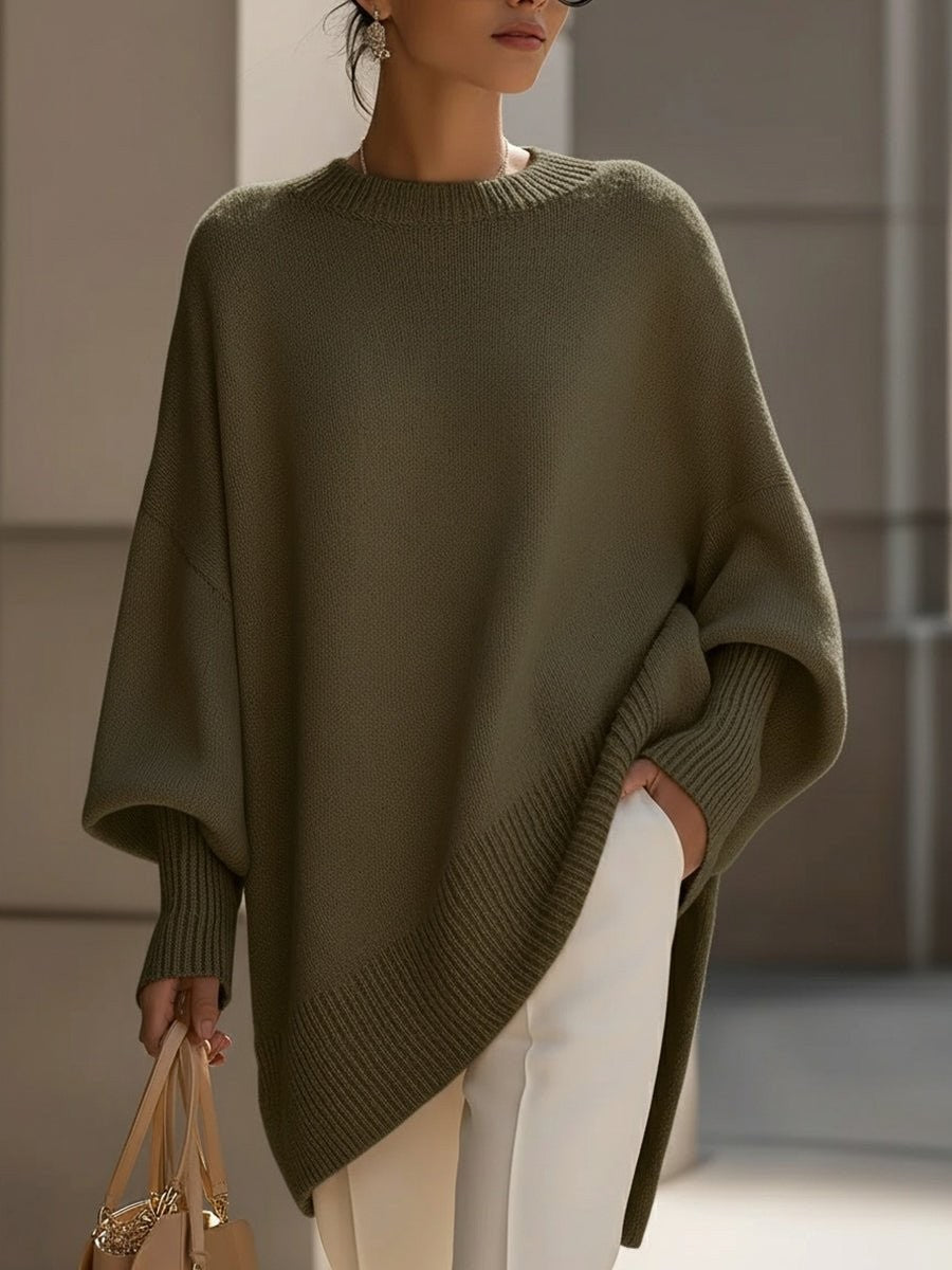 Marielle | Women's Longline Batwing Oversized Knit Pullover Sweater