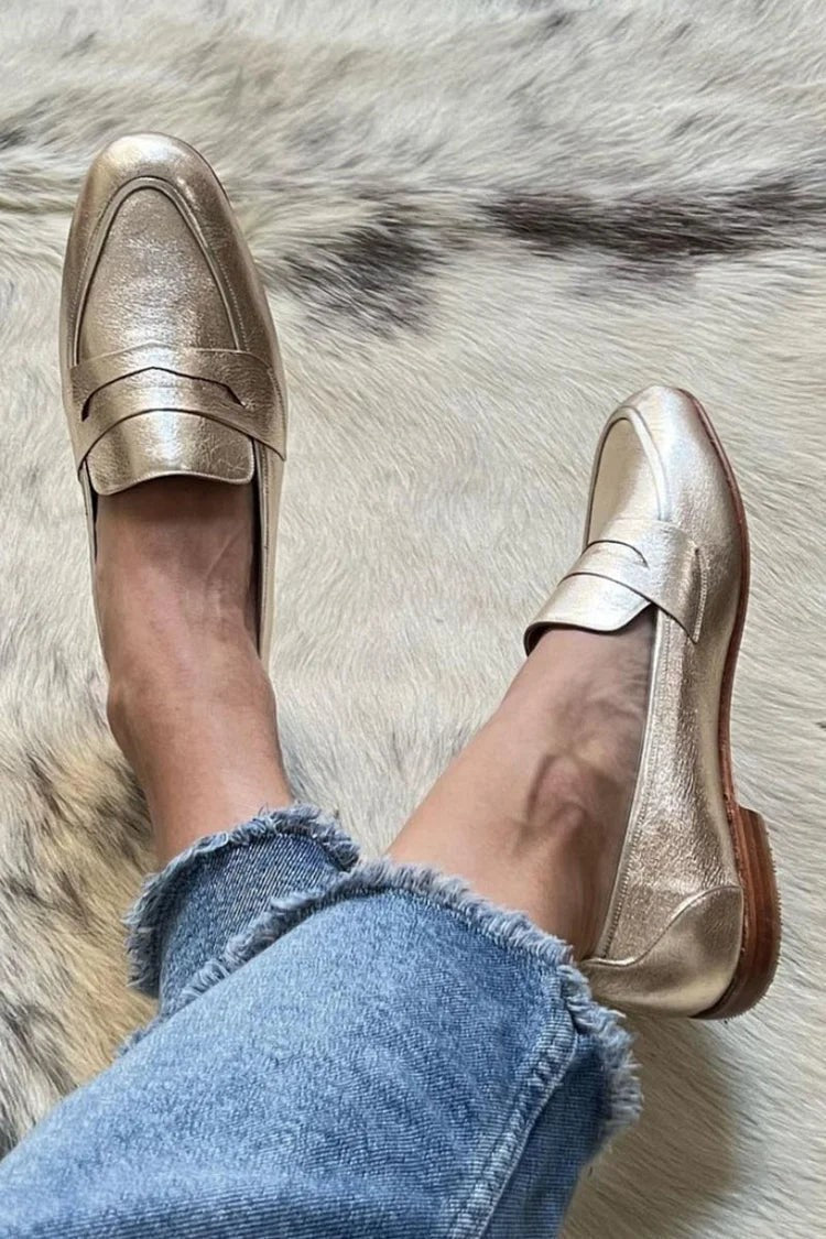 Marlowe | Women's Metallic Round-Toe Slip-On Loafers
