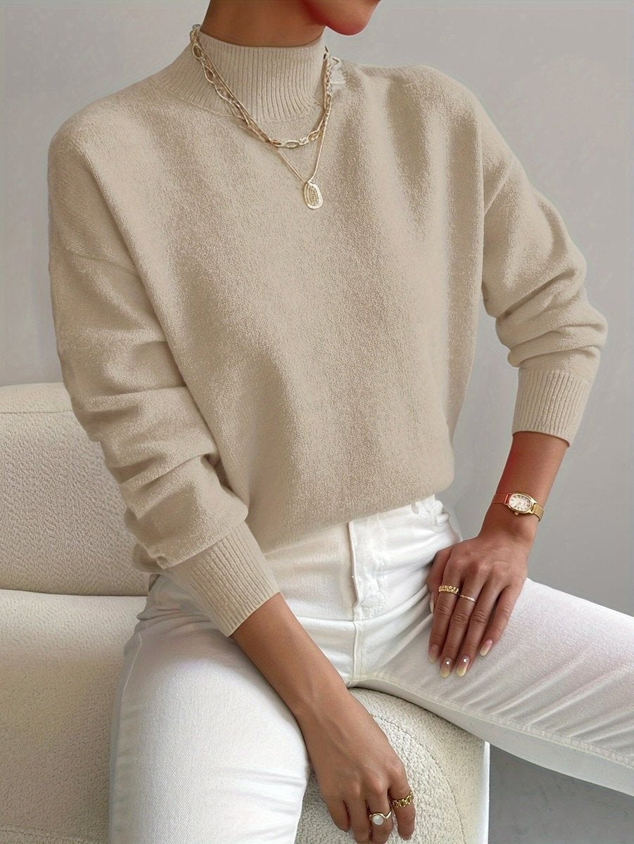 Marielle | Women's Mock Neck Relaxed-Fit Turtleneck Knit Sweater