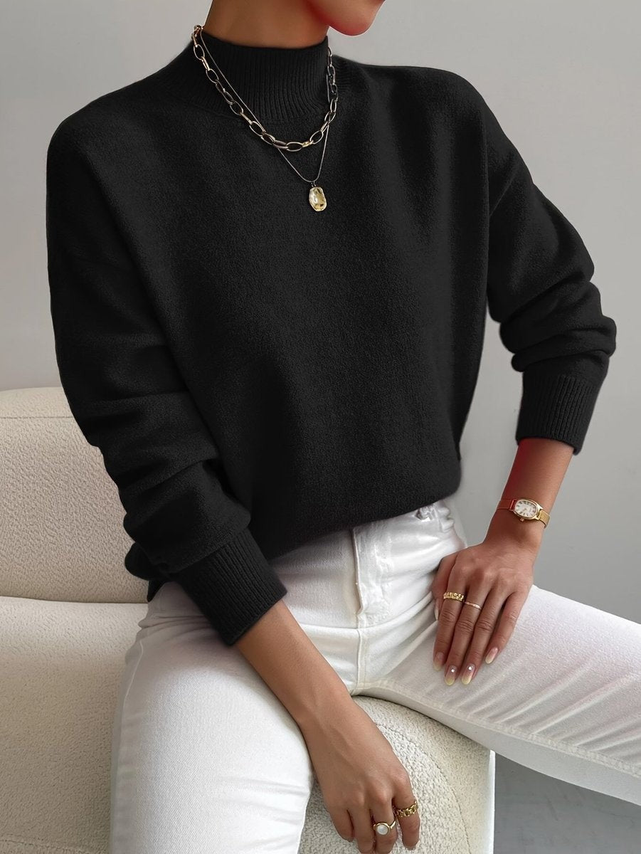 Marielle | Women's Mock Neck Relaxed-Fit Turtleneck Knit Sweater