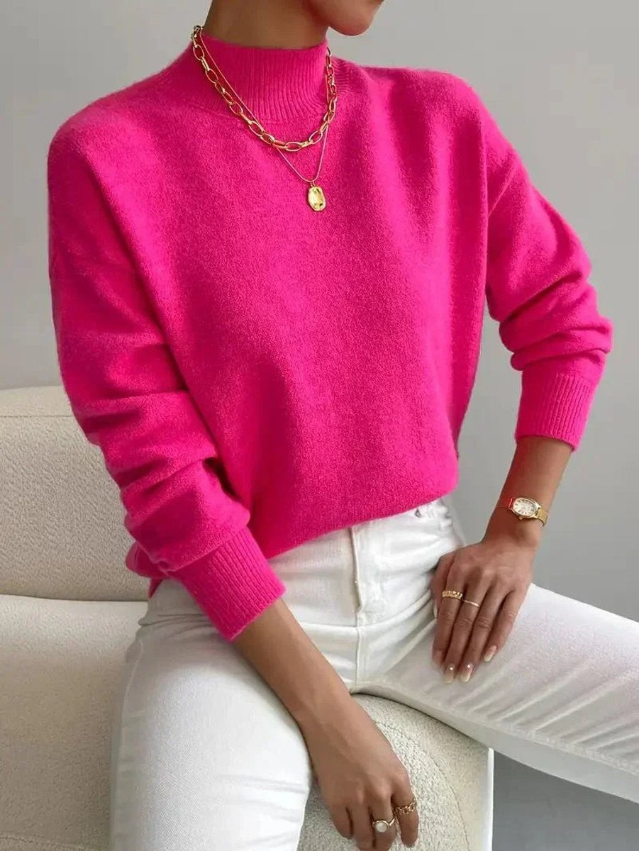 Marielle | Women's Mock Neck Relaxed-Fit Turtleneck Knit Sweater