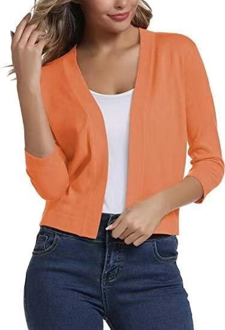 Amelia | Women's Open-Front Cropped 3/4 Sleeve Cardigan