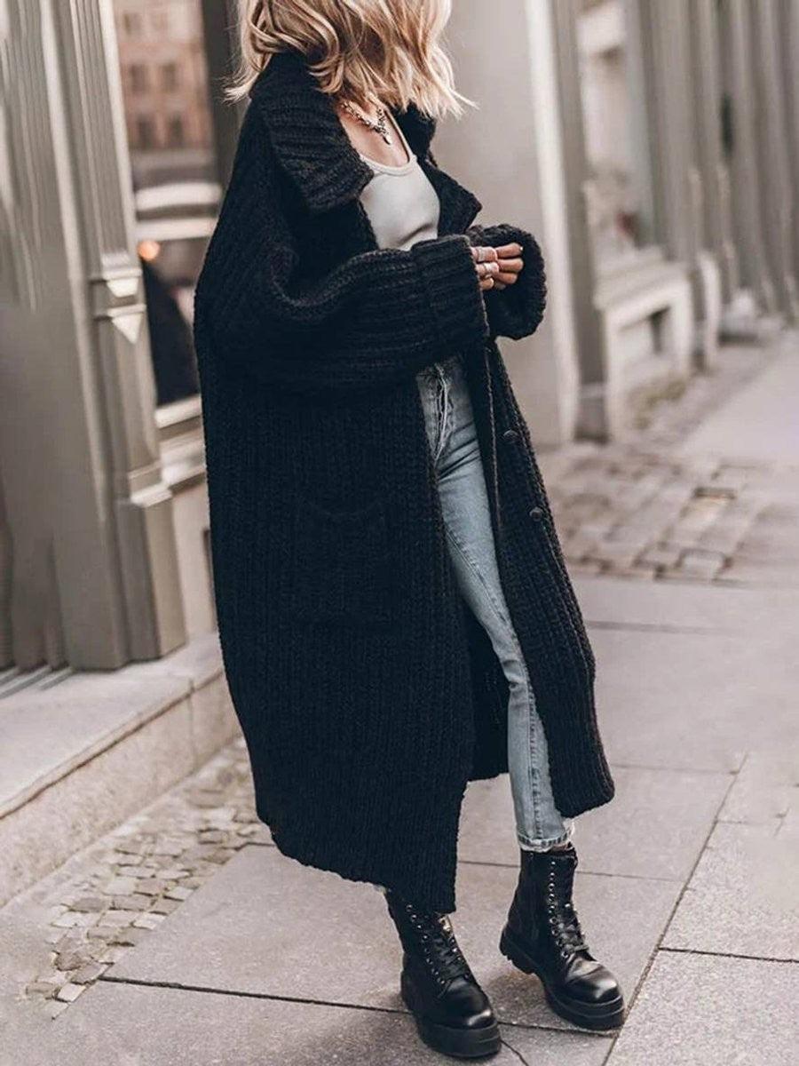 Sienna | Women's Oversized Chunky Knit Lapel Longline Cardigan
