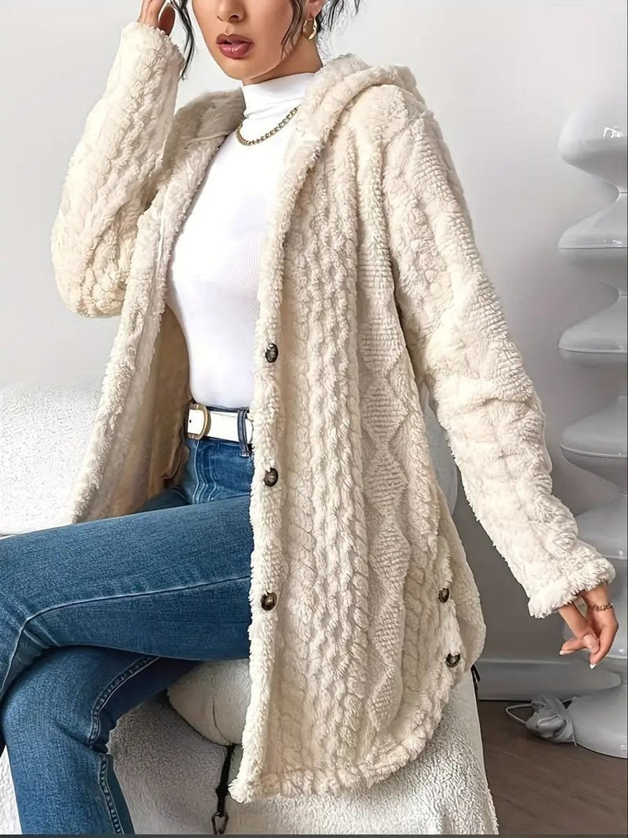 Willow | Women's Oversized Hooded Textured Button-Front Cardigan Coat