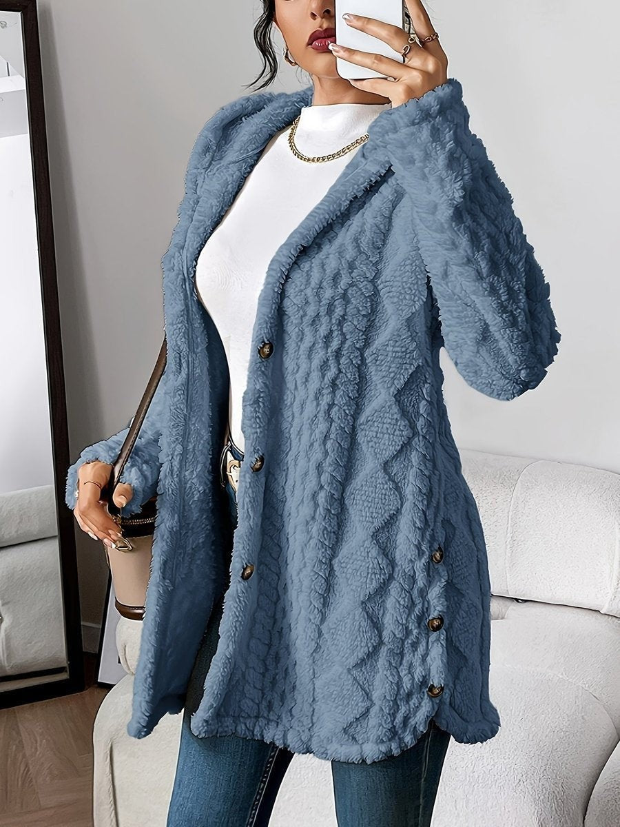 Willow | Women's Oversized Hooded Textured Button-Front Cardigan Coat