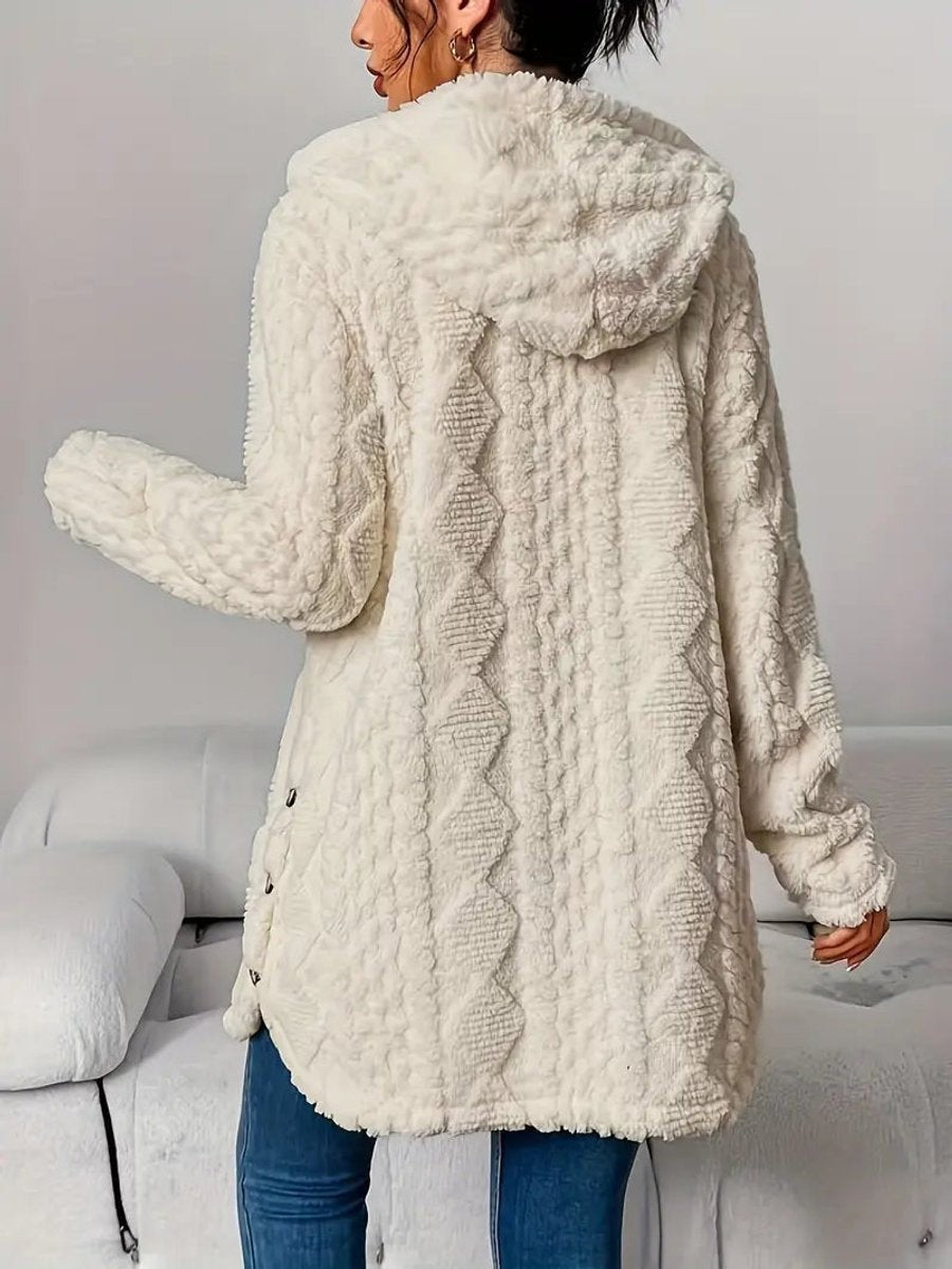 Sienna | Women's Oversized Hooded Textured Button-Front Longline Cardigan