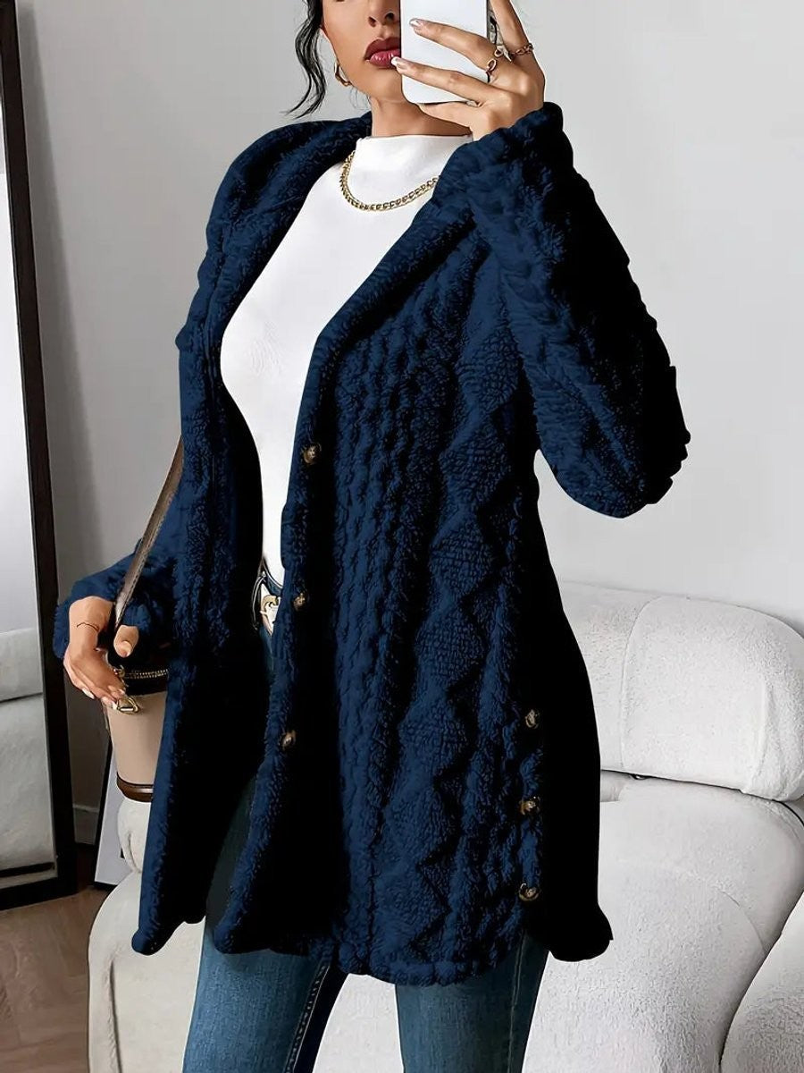 Sienna | Women's Oversized Hooded Textured Button-Front Longline Cardigan