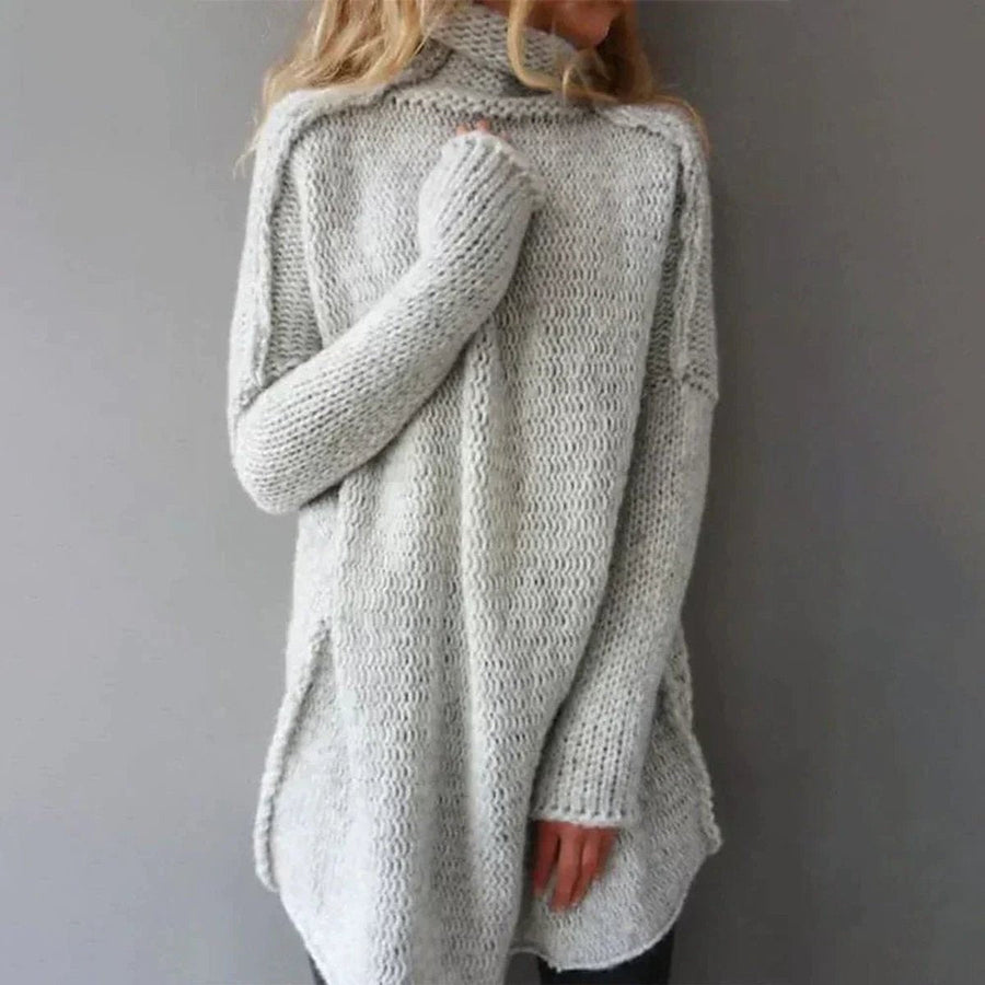 Sienna | Women's Oversized Longline Turtleneck Chunky-Knit Sweater
