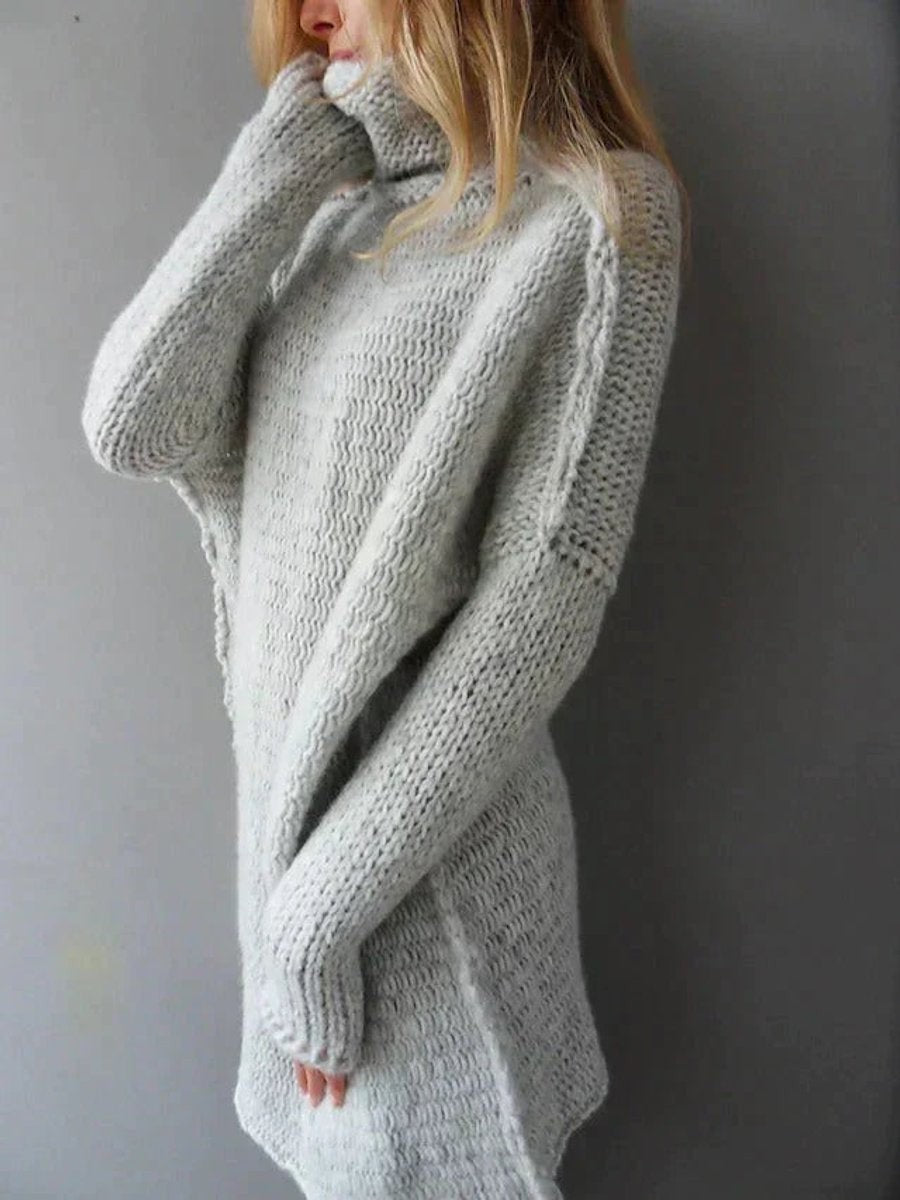 Sienna | Women's Oversized Longline Turtleneck Chunky-Knit Sweater
