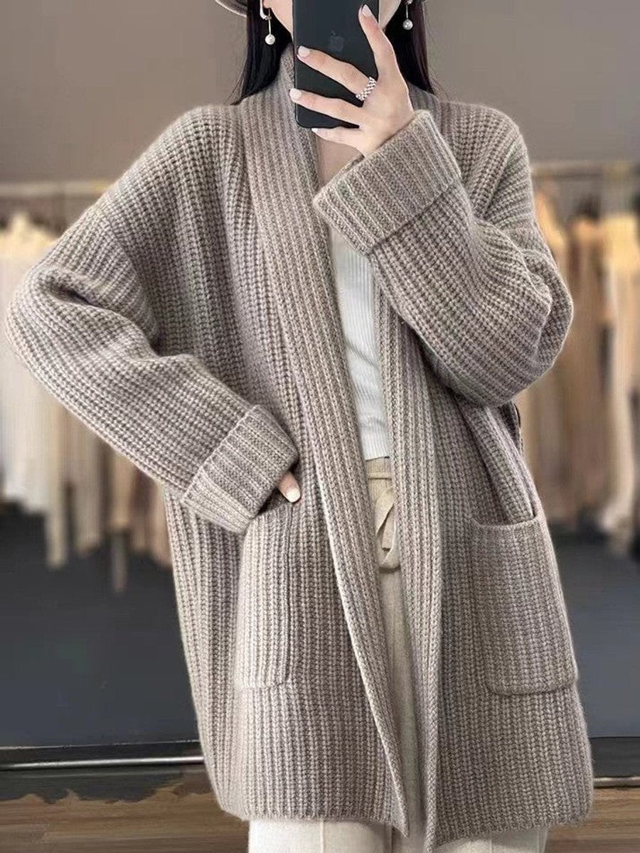 Phoebe | Women's Oversized Open-Front Ribbed-Knit Cardigan