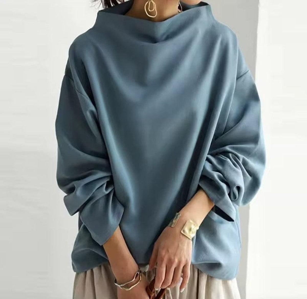 Hazel | Women's Oversized Relaxed-Fit Mock-Neck Knit Sweater
