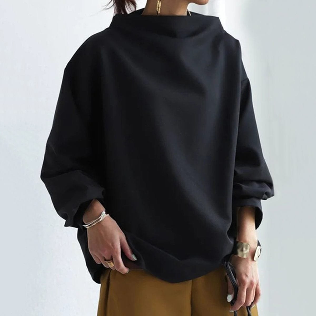 Hazel | Women's Oversized Relaxed-Fit Mock-Neck Knit Sweater